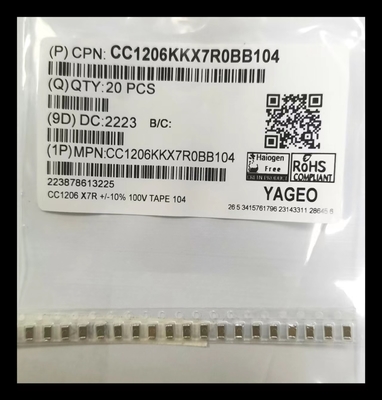 X7R 1206 Lớp phủ Tụ gốm nhiều lớp MLCC 104K / 100V